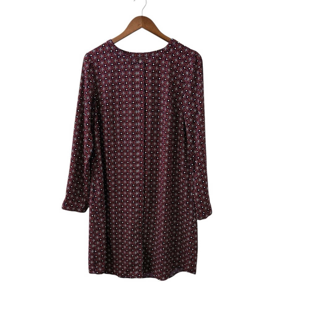 MERONA Women's Size Large Casual Geometric Purple Long Sleeve Shift‎ Dress